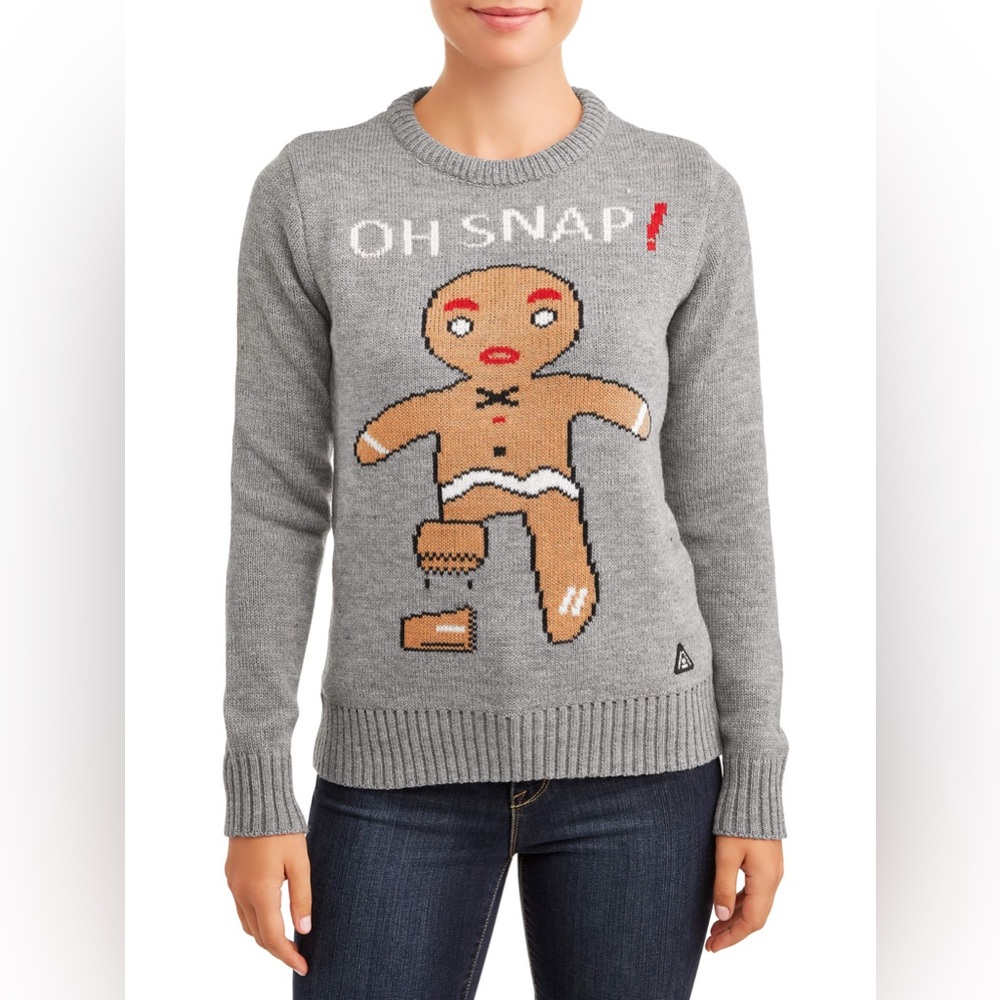 American Stitch Gingerbread Man “Oh Snap” Ugly Christmas Sweater EUC Size - S